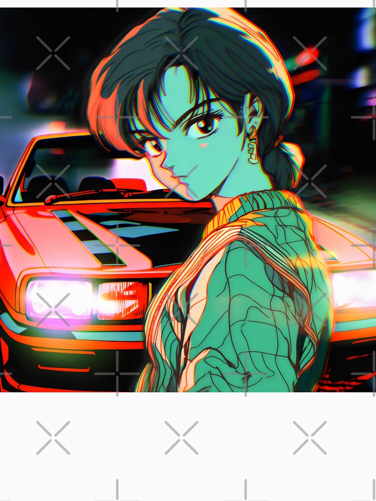 80s Anime Retro Girl Car Japanese Aesthetic Rebellion Girl by glasseskyodai