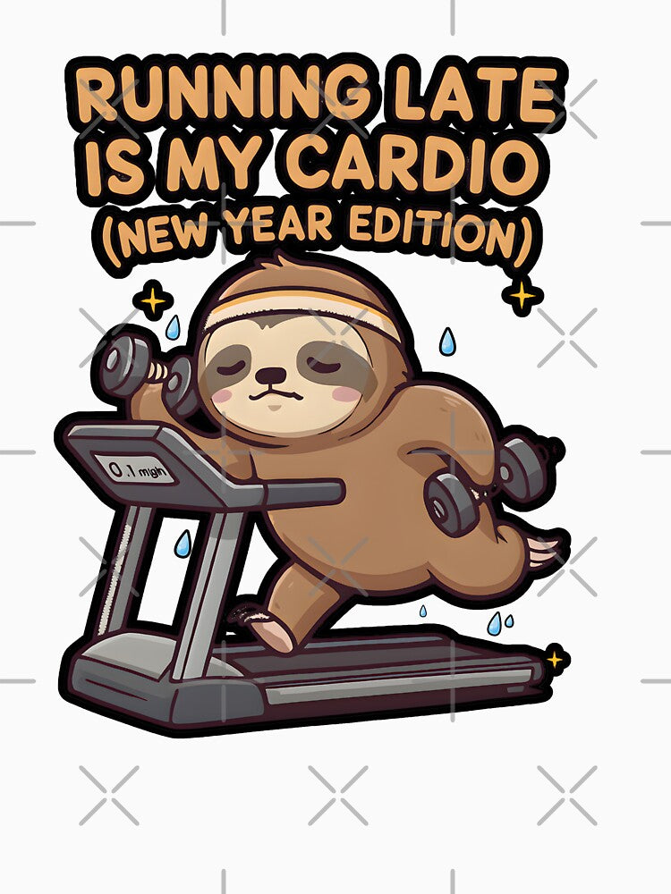 Funny Sloth Running Late Cardio Design - New Year Edition Lazy Workout Graphic by KivaroArt