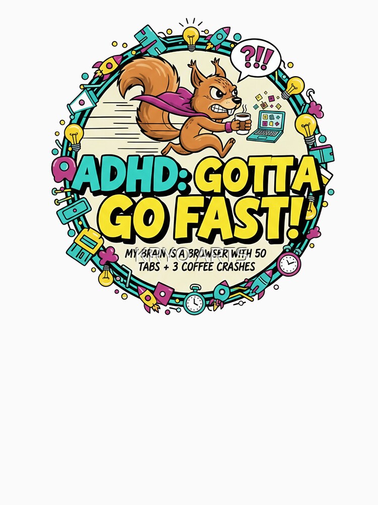 Funny ADHD Squirrel - Gotta Go Fast! by KRYO ARTS