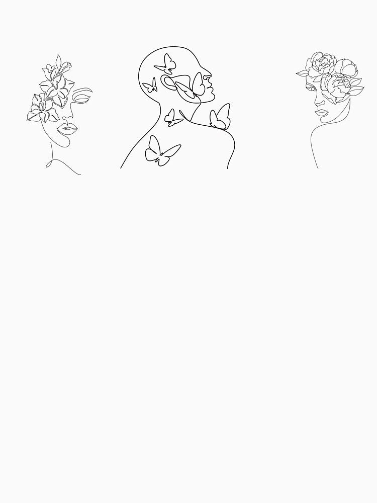 Minimalist Floral Women with Butterflies Art by meri3465