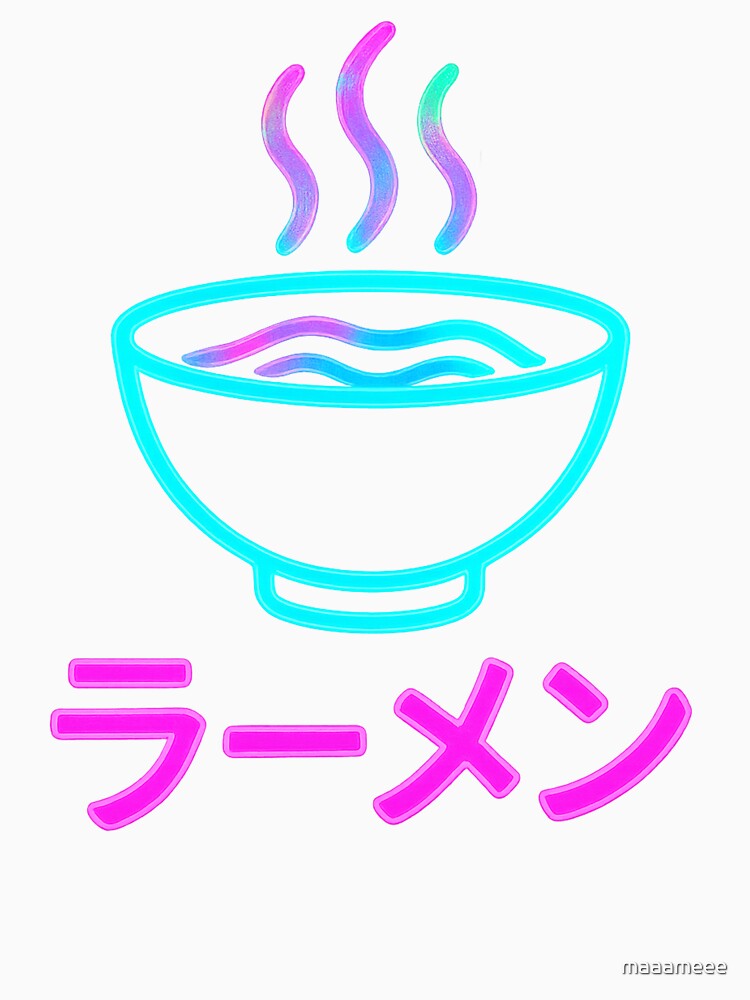 Neon Ramen Bowl — Retro Japanese Noodle Sign Minimal Poster by maaameee