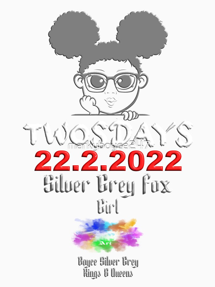 Happy Tuesday silver grey fox girl (Light logo on Dark top) one-time event by markyboyce247