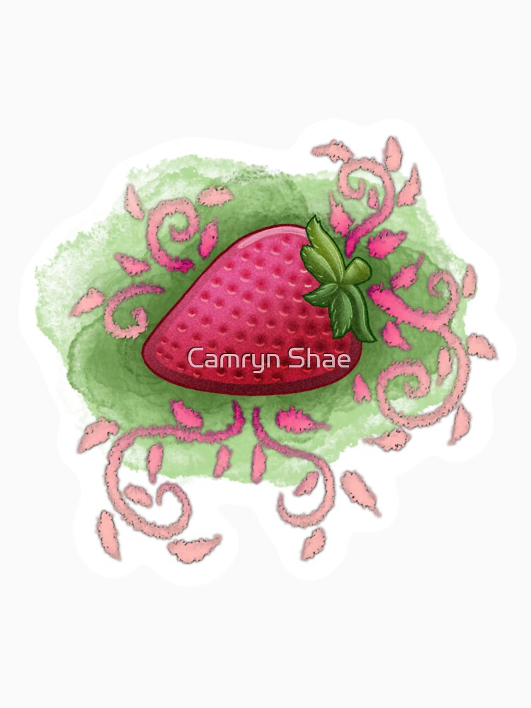 Strawberry Floral Watercolour Design by WeirdCreatureCo