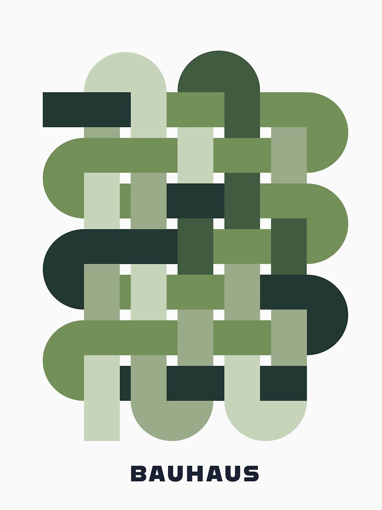 Bauhaus Green Weave Modern Abstract Geometric Design by MidCenturyStore