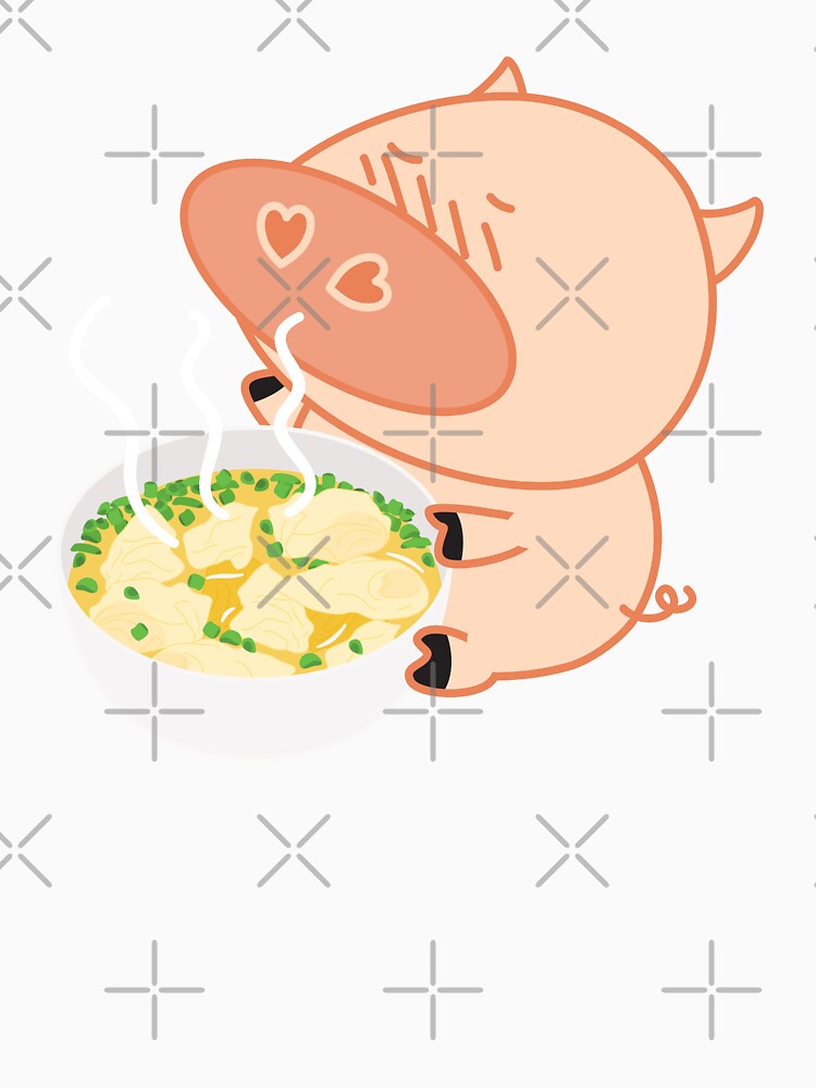 Funny Pig and Chinese Pork Wonton Soup by Lulupainting