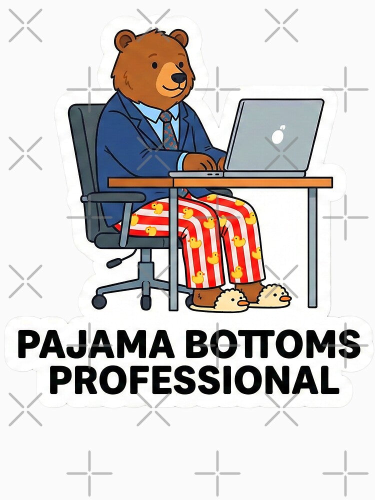 Pajama Bottoms Professional - Funny Work From Home Bear by Rengwear
