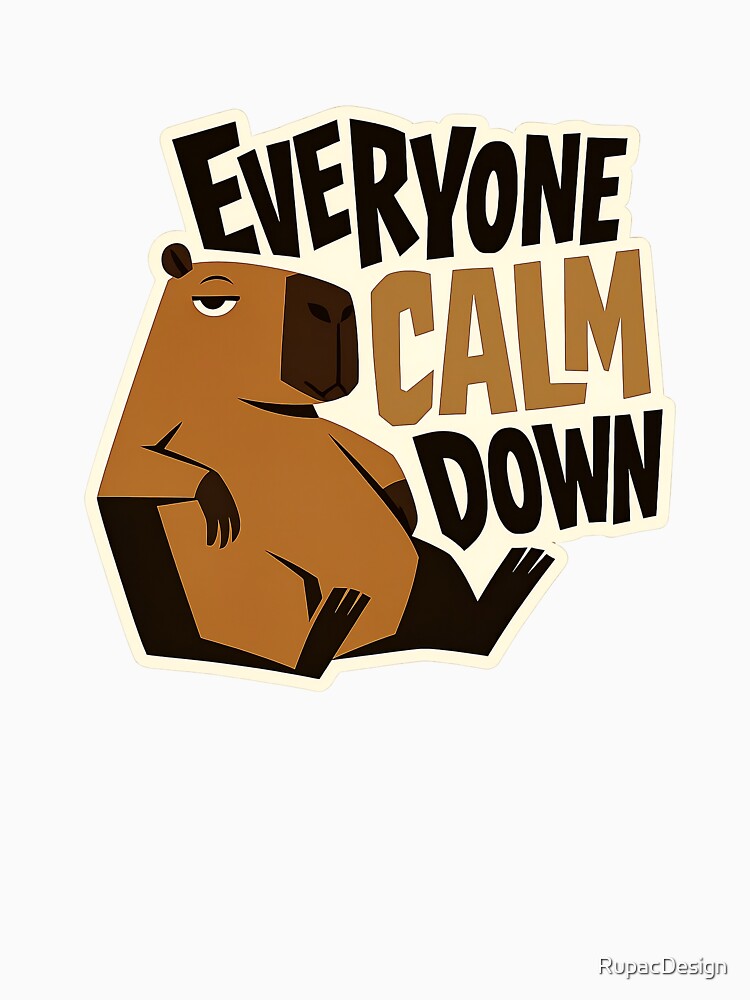 Everyone calm down capybara sticker (Samurai Jack Inspired) by RupacDesign