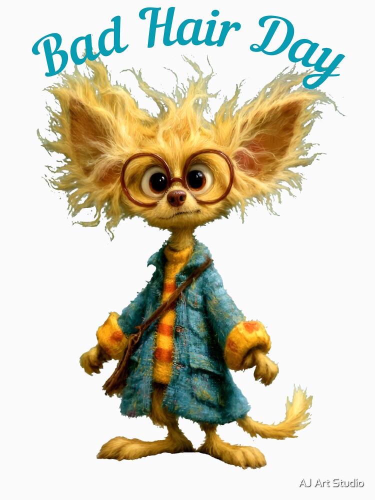 Funny Bad Hair Day – Cute Fluffy Chihuahua by AJ Art Studio