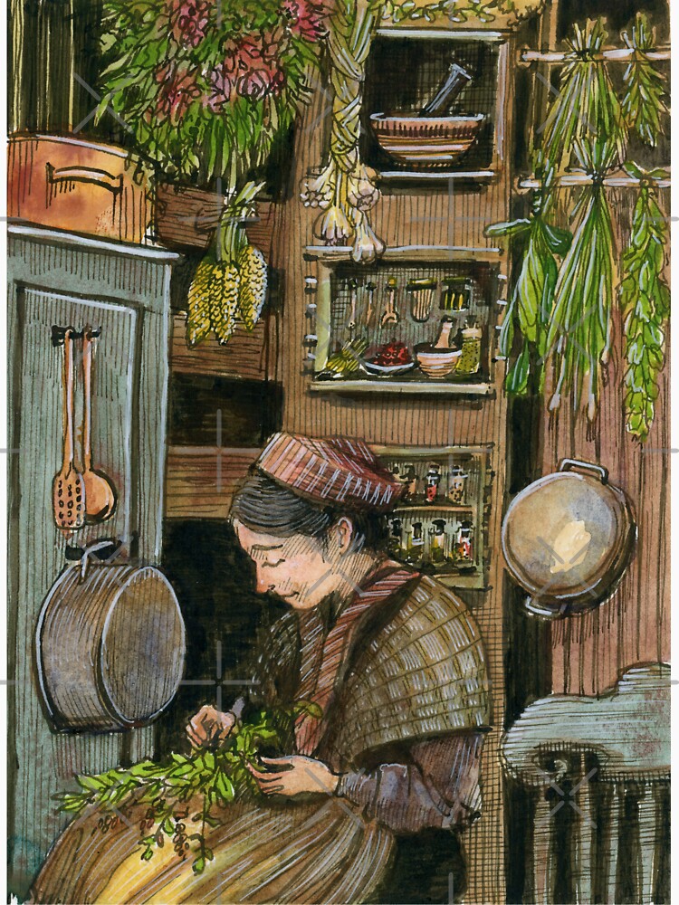 Storybook Kitchen, Spice Rack - Art Print by Lauren Tregenza Fine Art