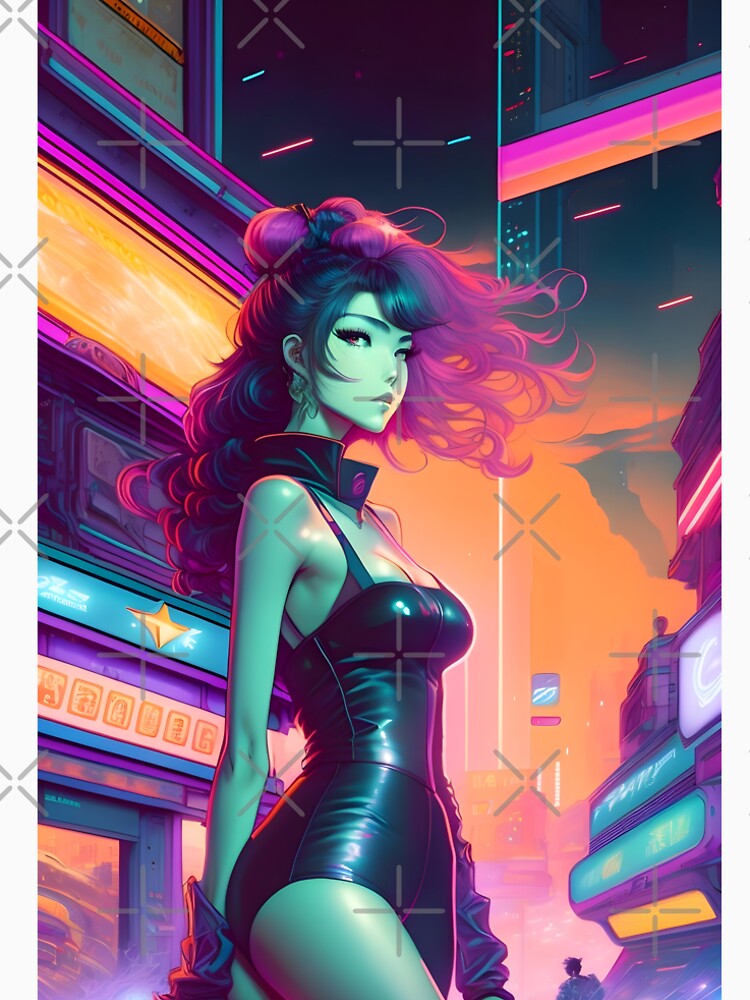 The Night is Young: 90's japanese aesthetic, Anime Girl Portrait/ Cyberpunk by DelMoore93