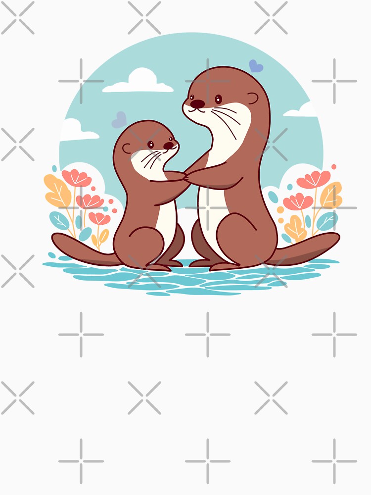 Cute Otters Holding Hands - Adorable Animal Couple by Łukasz Czajka