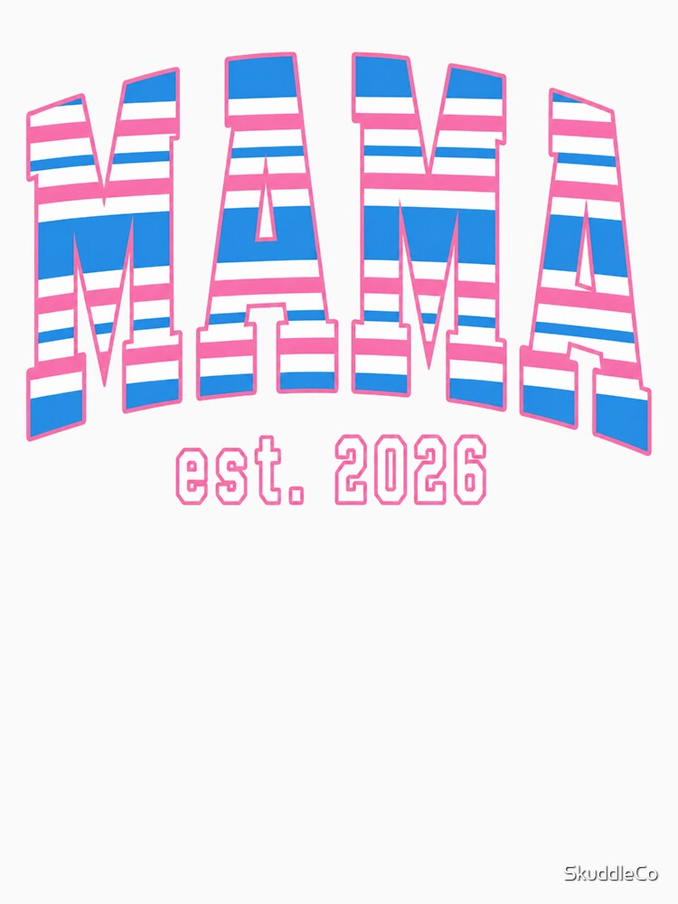 Mama Est. 2026 Retro Varsity Hospital Blanket Stripe Letters by SkuddleCo