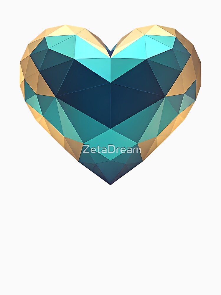 Geometric Heart with Blue and Gold Design by ZetaDream