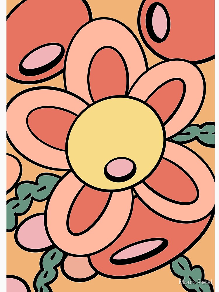 Retro Daisy Flower Pattern | Cute Peach Floral Aesthetic | 70s Groovy Warm Tone Design by Moon-Petal
