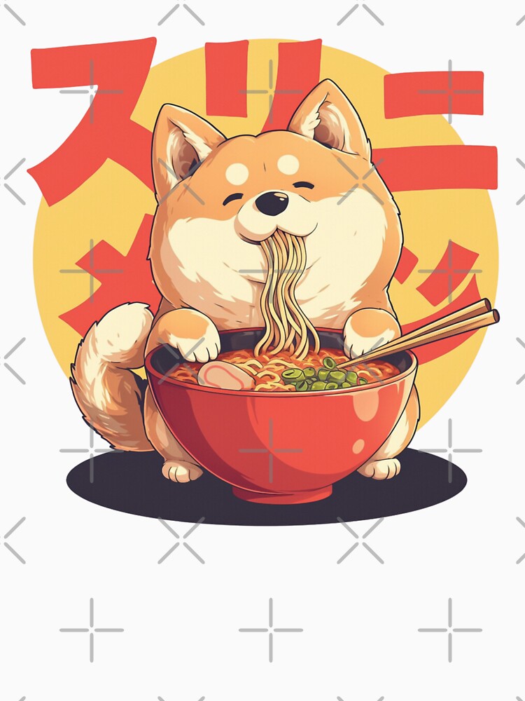Shiba Inu eating bowl of spicy beef ramen noodles by Nightarcade