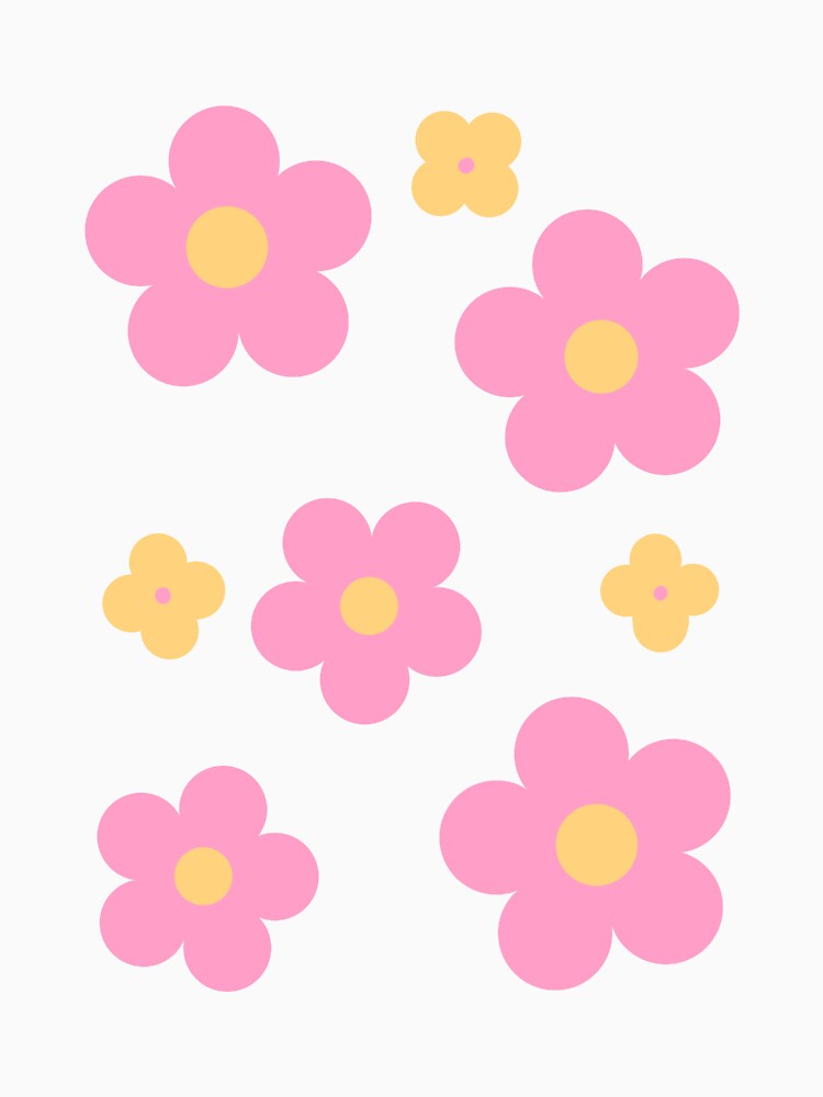 Pink and Yellow Retro Groovy Flowers by thepaisleyswan
