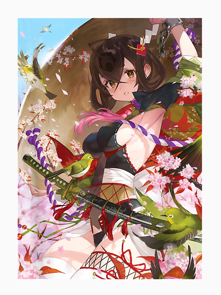 Japanese Anime Girl Aesthetic Lewd Waifu Samurai Floral by RyanWillsonn