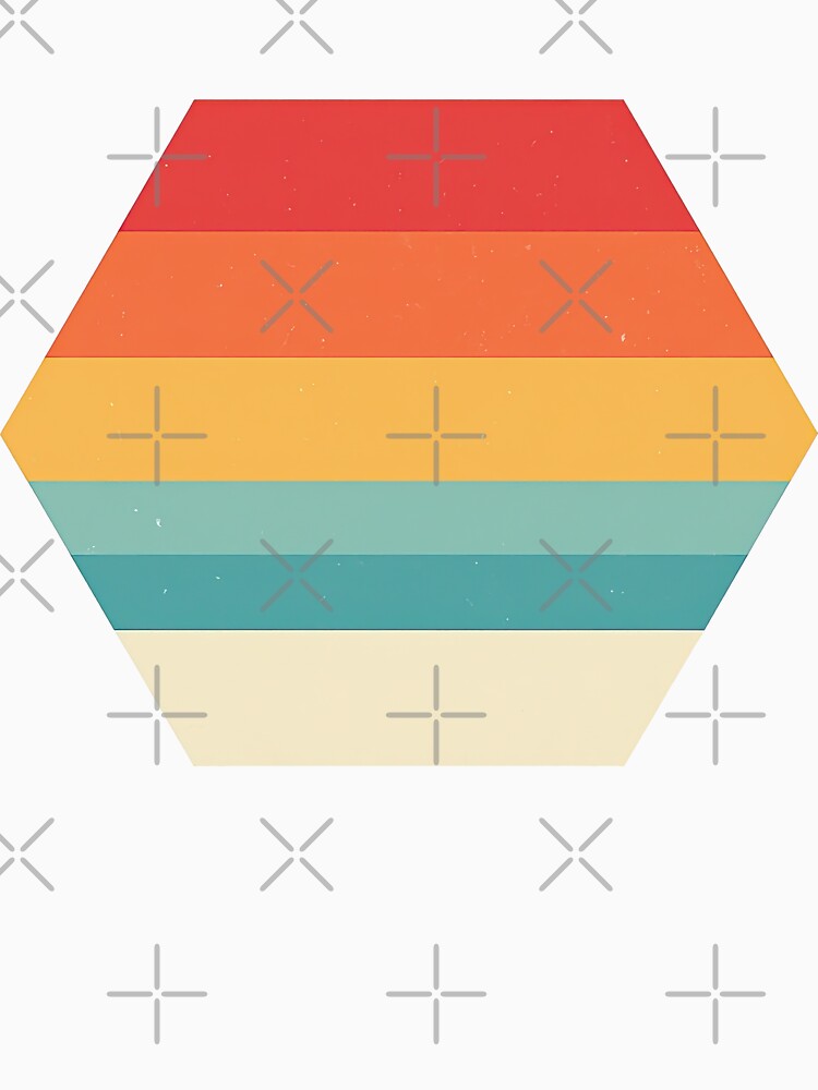 Retro Hexagon Sunset Stripes Minimalist Design by ArtfulWeave