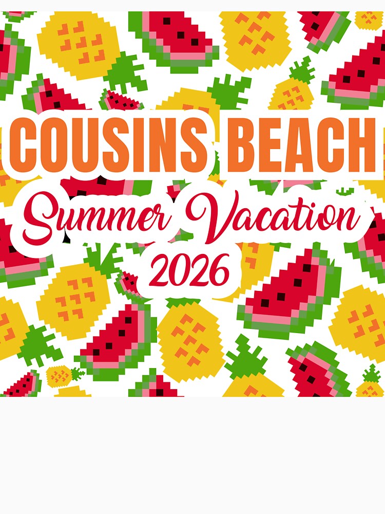 Cousins Beach Summer Vacation 2026 Pixel Art Fruit Pattern by PixelWaveBD