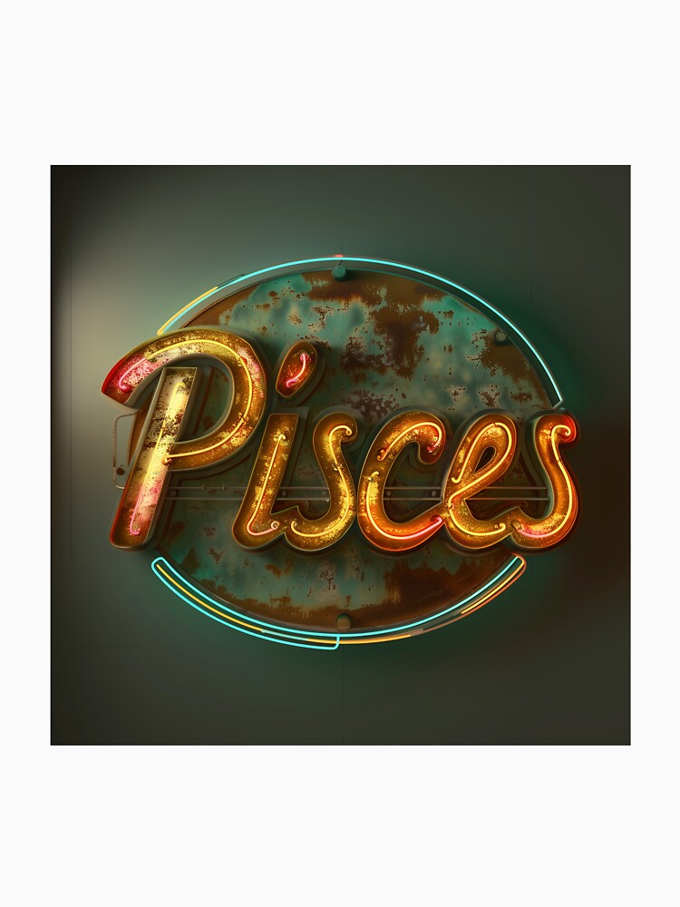Pisces Retro Neon Typography by Sototos® ⭐⭐⭐⭐⭐