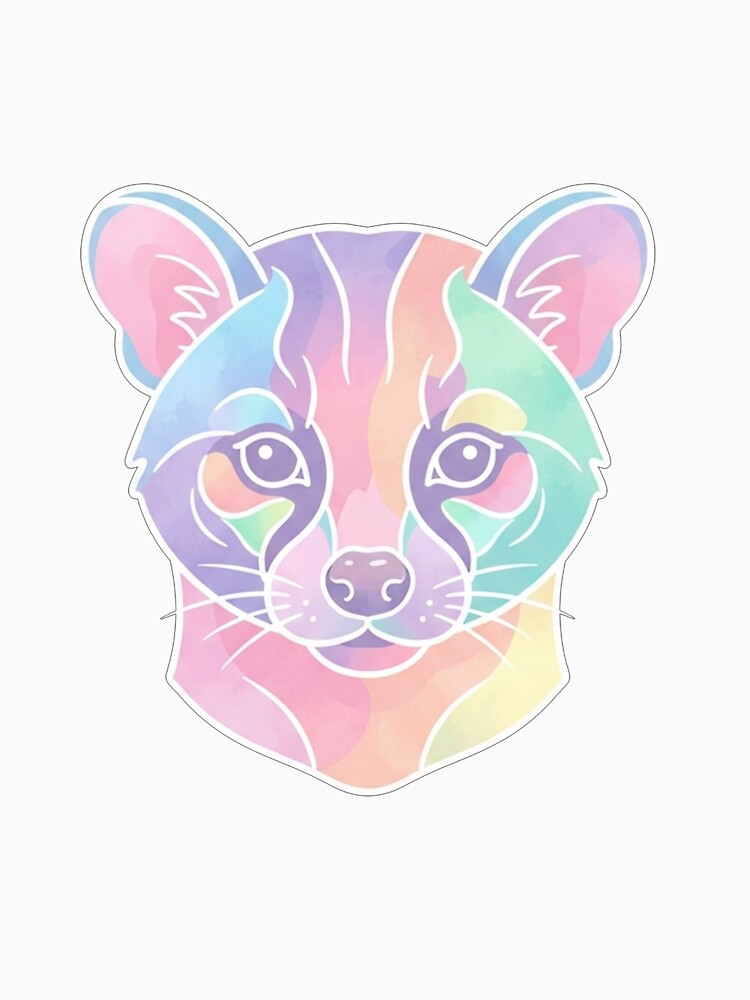 Colorful Watercolor Civet Cat Portrait Illustration by Owcomm