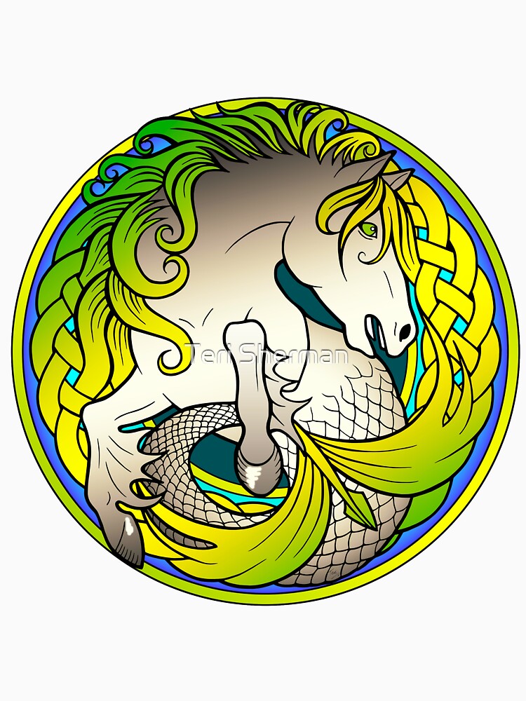 Scottish Kelpie, Water Horse, Celtic Knot Design by Teri Sherman