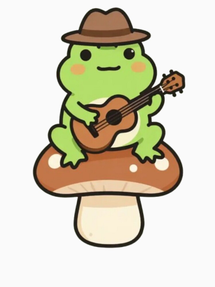 Whimsical Frog – Mushroom Guitar Serenade by Dogandesighn
