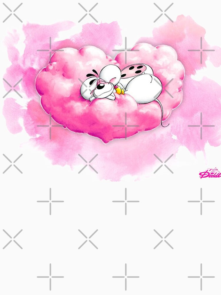 Diddl on his pink heart shaped cloud by Kitsune987