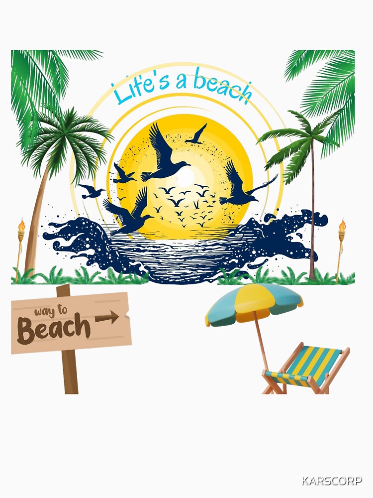 Life in Beach Printed Graphic T-Shirt by KARSCORP
