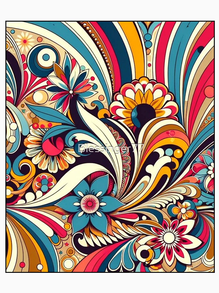 Vintage floral design 1970 bright colors by Blessinger77