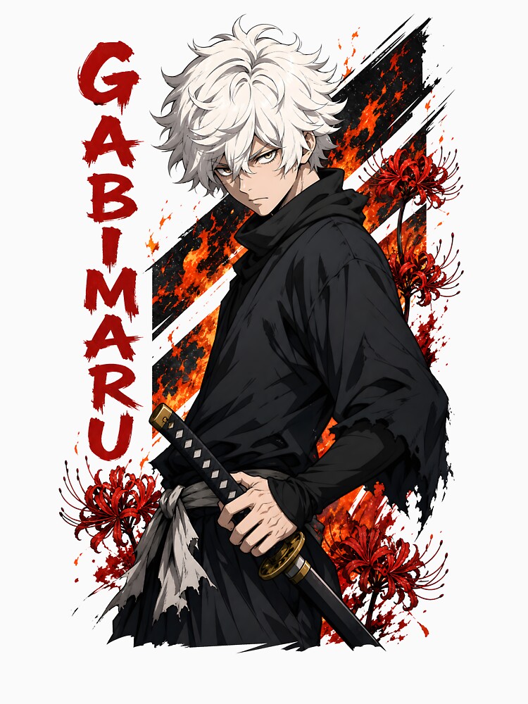 White Hair Shinobi Katana Red Spider Lily Flame Art by sidki-SDK