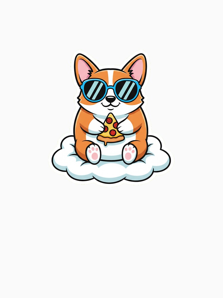 Chubby corgi wearing oversized sunglasses by AIlstickersBRL