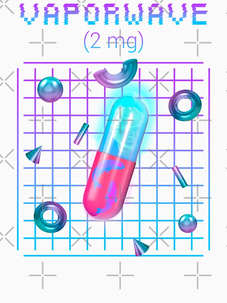 Aesthetic Vaporwave Pill Pink and Blue with Glitch Effect design by D-C-Designs