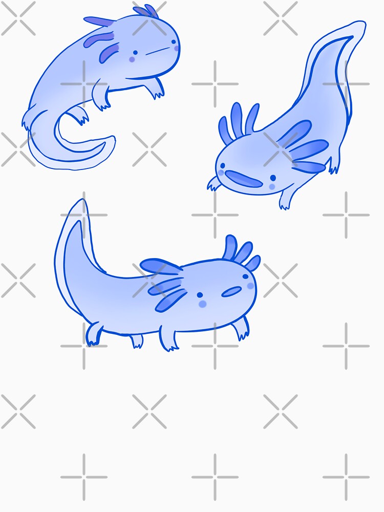 Cute blue axolotls drawing by Mayarart