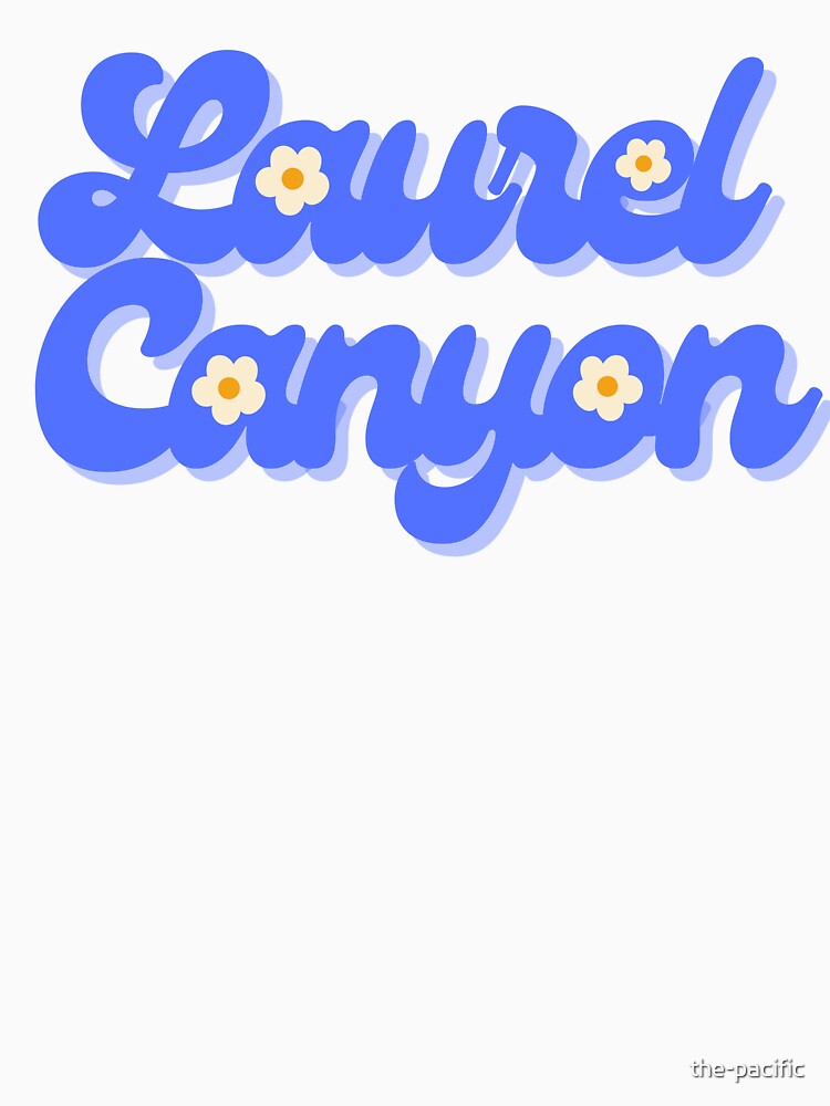Groovy Blue Laurel Canyon Typography Design Daisy Floral Retro by the-pacific