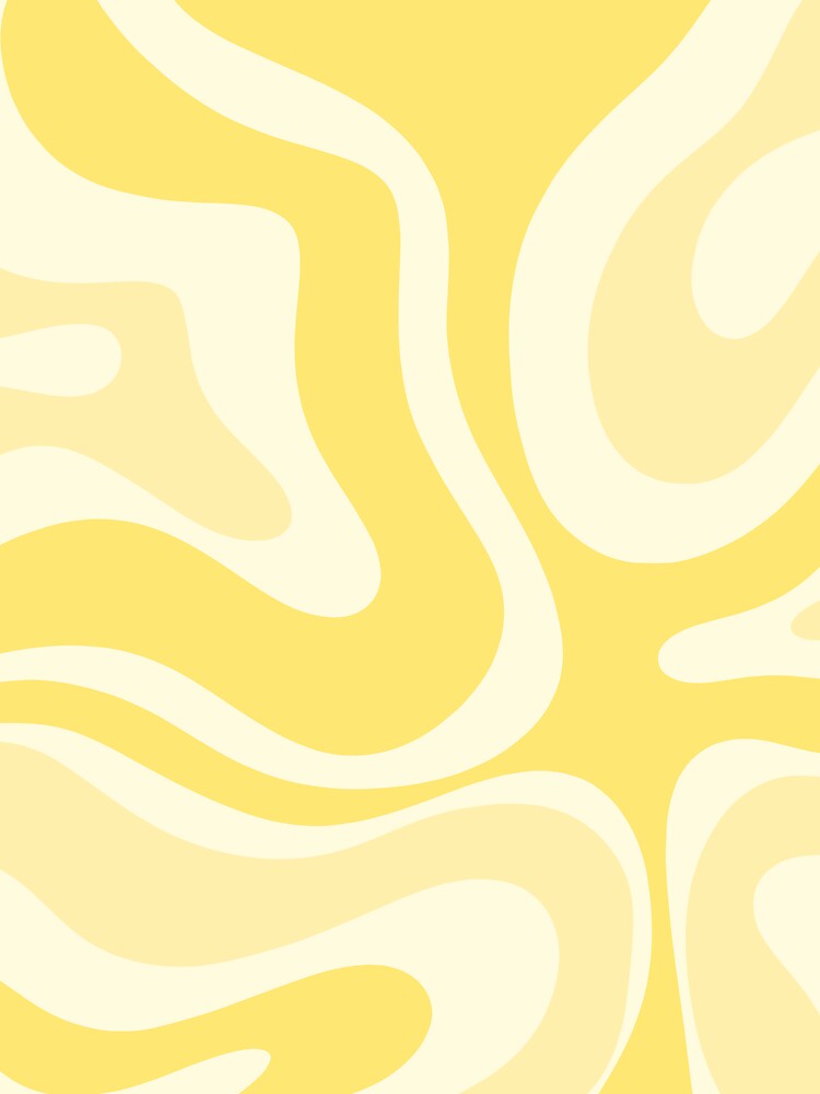 Modern Retro Liquid Swirl Abstract Pattern in Pastel Yellow Tones by kierkegaard