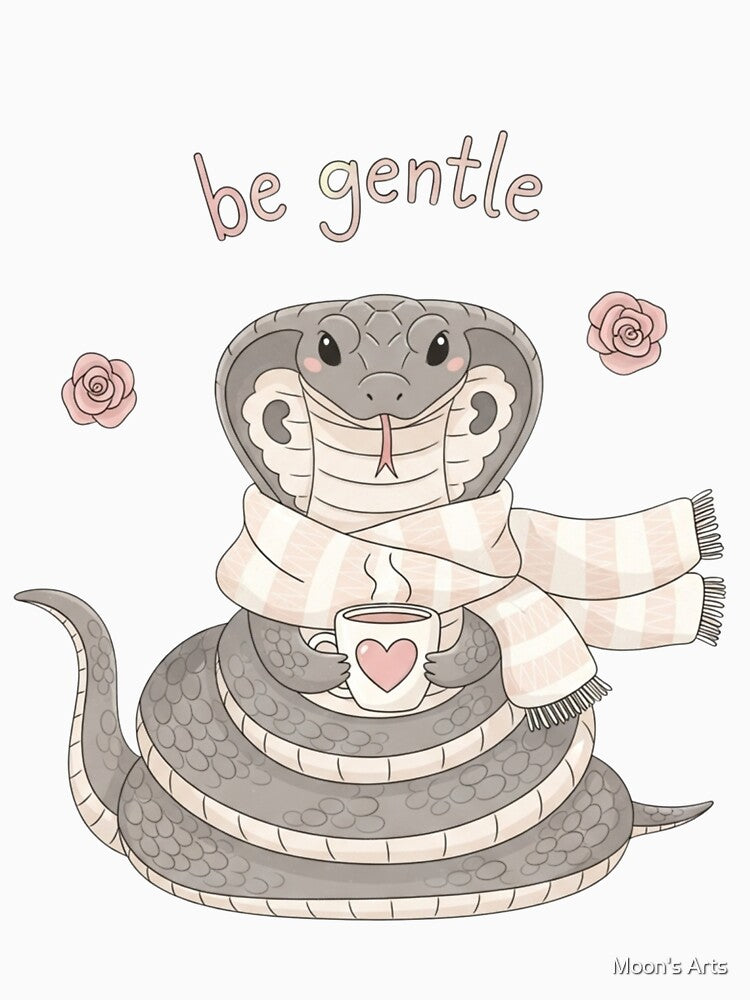 Be Gentle Cute Snake Cozy Pastel Soft Life Aesthetic Art by Moon's Arts