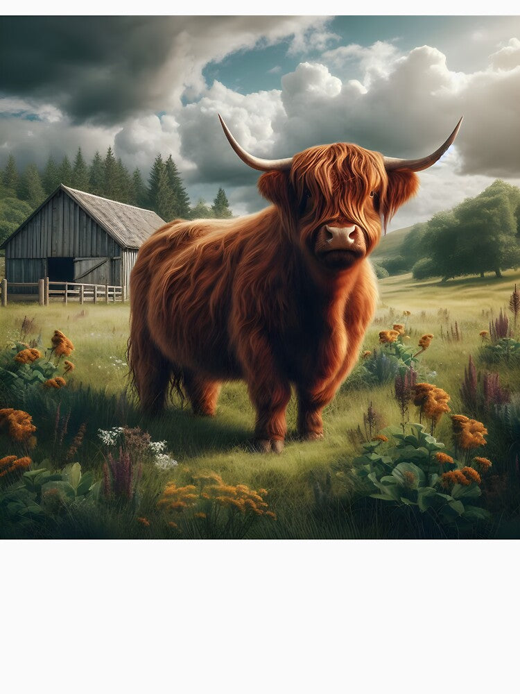 Highland Cow in field by DT creations