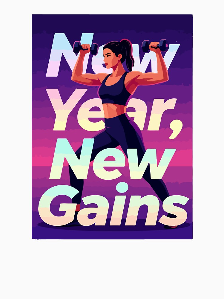 New Year New Gains - Female Fitness Motivation 2026 Women Weightlifting Gym Art by Design-Pro-21