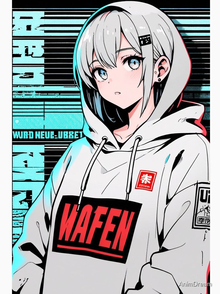 Blue Eyes Anime Streetwear Girl by AnimDream
