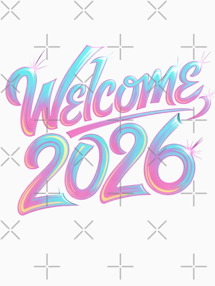 Welcome 2026 Neon Typography Retro Gradient Design by Kruti Collection