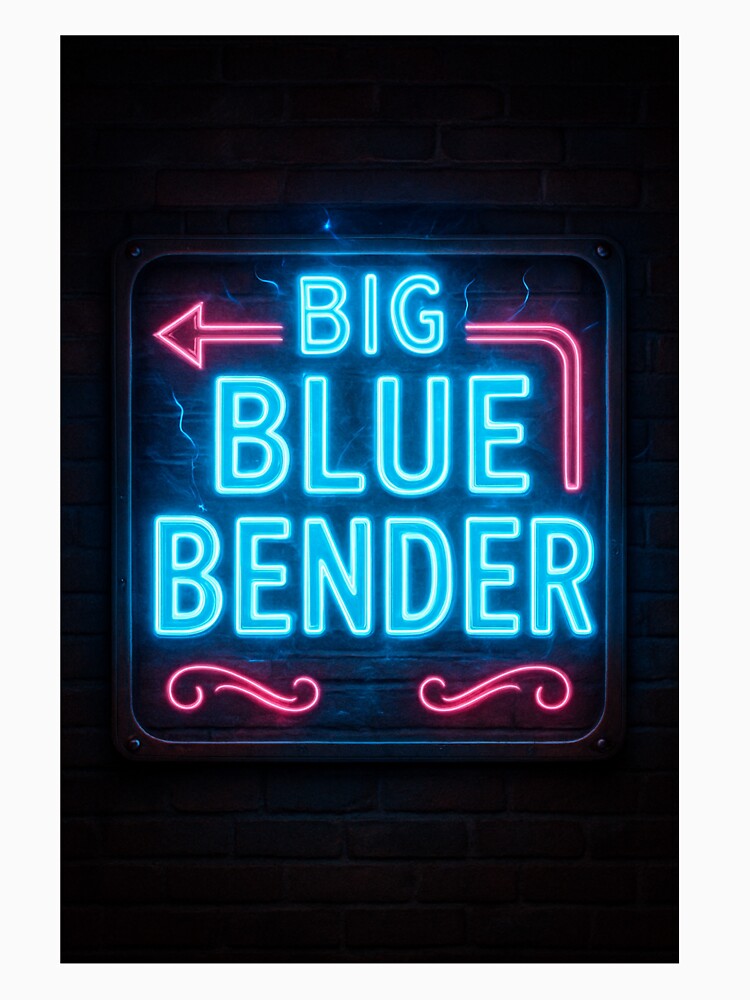 Big Blue Bender Vintage Neon Sign Design by Zyptee