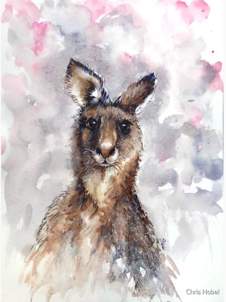 Kangaroo portrait painting by Chris Hobel