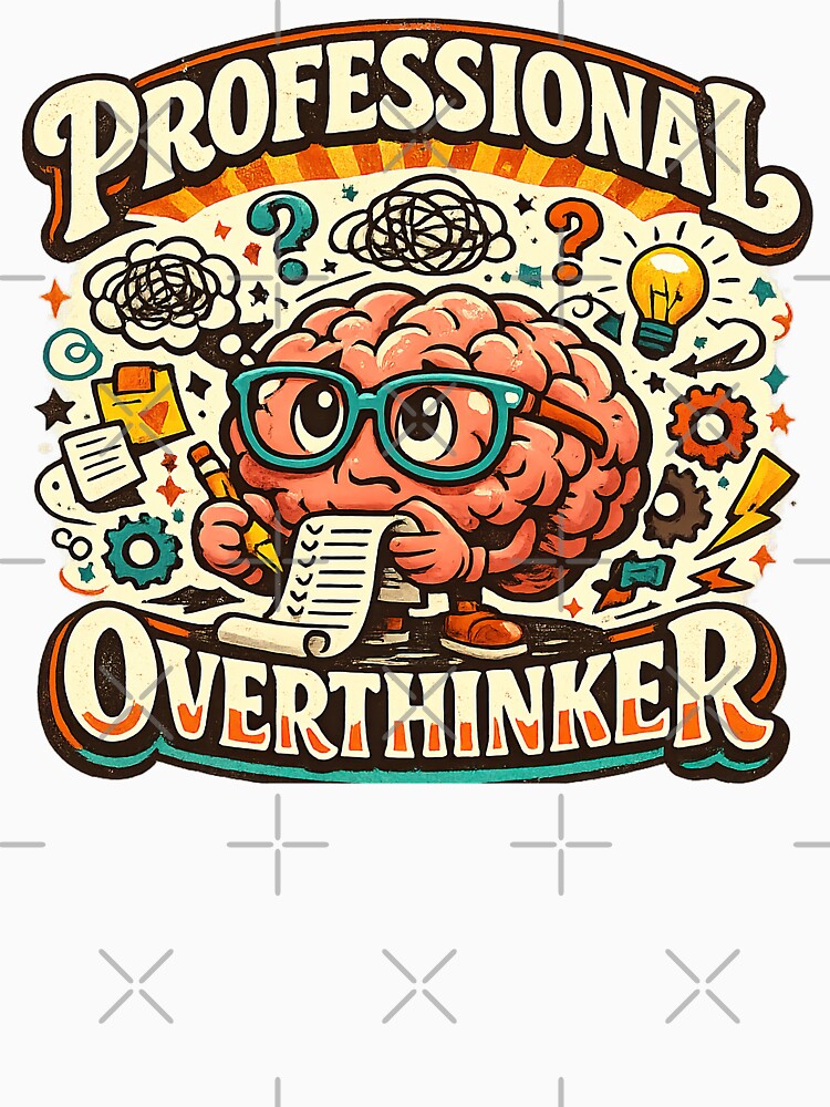 Funny Autism, Professional Overthinker Funny Retro Groovy Brain Doodle by graphic-genie