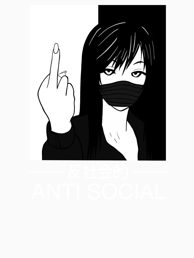 Vaporwave Aesthetic Art - Anti Social Japanese Text by Hitagivapor