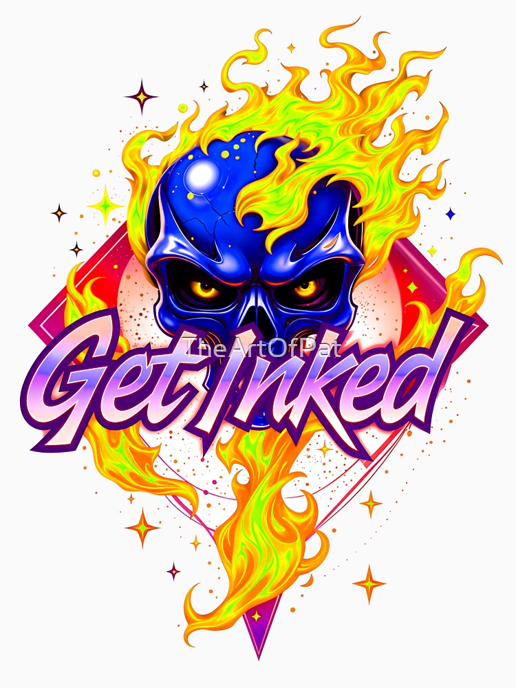 Get Inked Cool Fire Skull Tattoo Design by TheArtOfPat