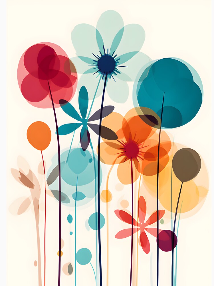 Retro Floral | Minimalist | 60's Flowers by StickeryPickery