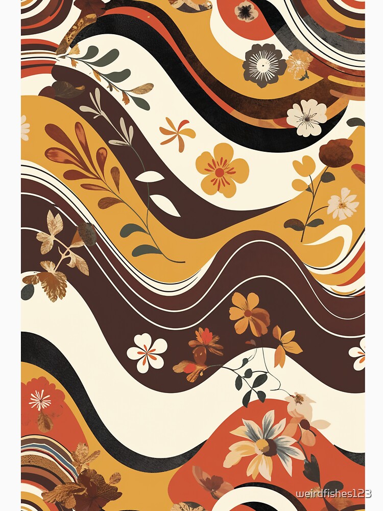 Retro Floral Waves Pattern in Earth Tones by weirdfishes123