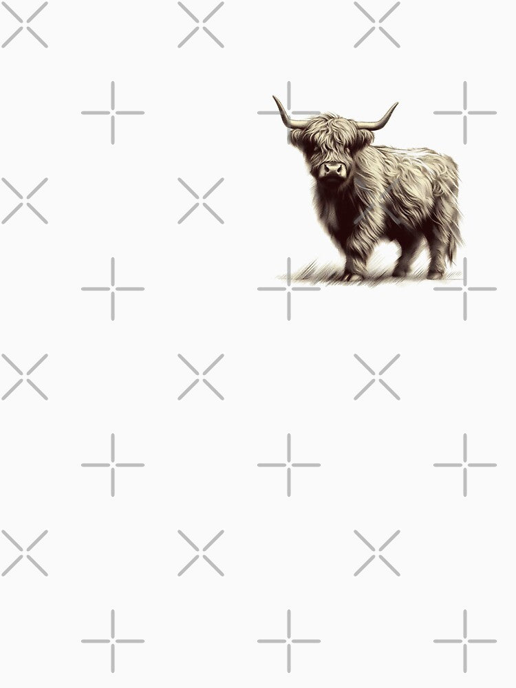 Scottish Highland Cow Abstract Retro Sketch by MaedK