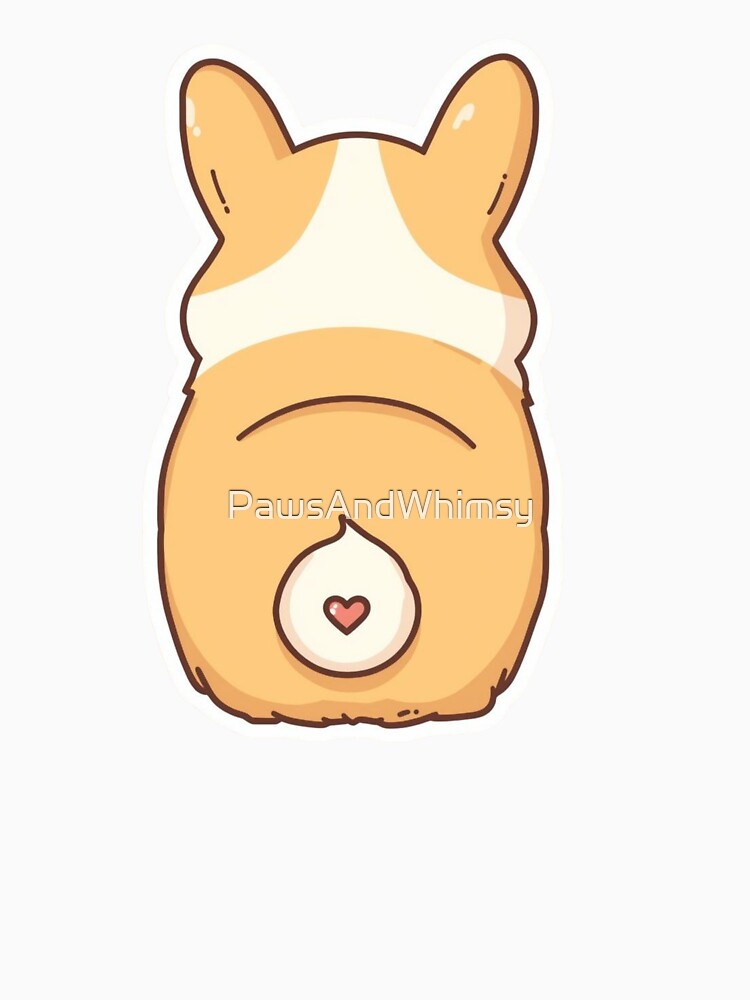 Corgi Butt Heart Tail Sticker – Funny Cute Corgi Gift for Dog Lovers by PawsAndWhimsy